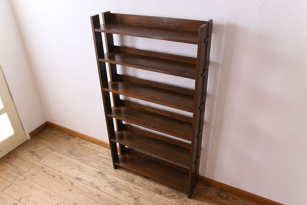 アンティーク家具　古い木製　和製アンティーク　変わり型の本棚(2)