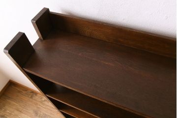 アンティーク家具　古い木製　和製アンティーク　変わり型の本棚(2)