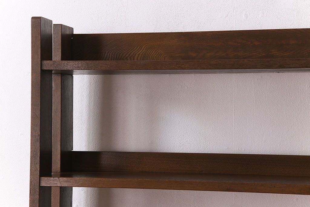 アンティーク家具　古い木製　和製アンティーク　変わり型の本棚(2)