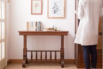 アンティーク家具　激レア!オーク材　イギリスアンティークのテーブル&シェルフ(サイドテーブル・飾り棚)