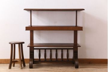 アンティーク家具　激レア!オーク材　イギリスアンティークのテーブル&シェルフ(サイドテーブル・飾り棚)