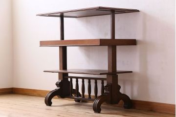 アンティーク家具　激レア!オーク材　イギリスアンティークのテーブル&シェルフ(サイドテーブル・飾り棚)