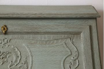 ヴィンテージ家具　フランスビンテージ　美しい彫刻入り!上質なオーク材製のライティングビューロー(2)