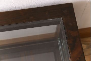 アンティーク家具　古い木のアンティークガラスケース(ショーケース)　ロータイプ(2)