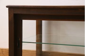 アンティーク家具　古い木のアンティークガラスケース(ショーケース)　ロータイプ(2)