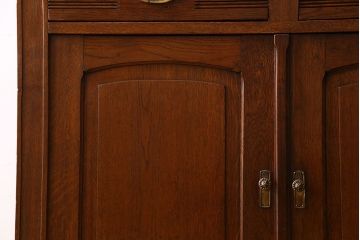 アンティーク家具　フランスアンティーク　上質　カットガラスが美しいオーク材製カップボード(食器棚)