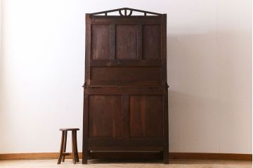 アンティーク家具　フランスアンティーク　上質　カットガラスが美しいオーク材製カップボード(食器棚)