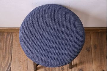 レトロ家具　鉄脚　昭和レトロ　クッション座面丸スツール(椅子、チェア)