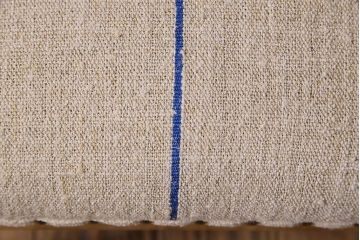 アンティーク家具　ナラ材　古い木製のクッション座面丸スツール