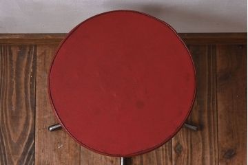 ヴィンテージ家具　イギリスビンテージ　当時物合皮のシャビーな回転椅子(スツール)(1)