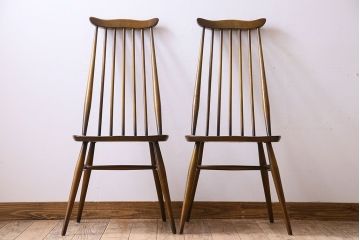 ヴィンテージ家具　イギリス　ERCOL(アーコール)　ビンテージ　ゴールドスミスチェア(ハイバックチェア)　2脚セット