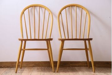 ヴィンテージ家具　イギリス　ERCOL(アーコール)　ビンテージ　ウィンザーダイニングチェア　2脚セット