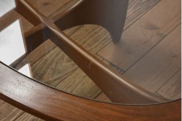 ヴィンテージ家具　G-plan(ジープラン)　北欧ビンテージ　チーク材　ガラストップオーバルテーブル(センターテーブル・コーヒーテーブル)