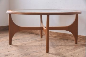 【S様ご成約済み・ご決済用】北欧家具　ビンテージ　ガラストップセンターテーブル(コーヒーテーブル)
