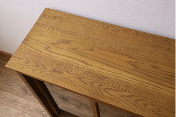 アンティーク家具　和製アンティーク　オーク材製!四枚引き戸のシンプルなガラス戸棚(収納棚・サイドボード)