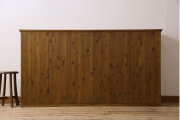 アンティーク家具　和製アンティーク　オーク材製!四枚引き戸のシンプルなガラス戸棚(収納棚・サイドボード)