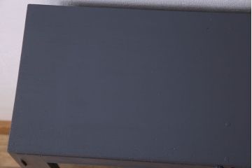 レトロ家具　昭和レトロ　クリアガラスとダイヤガラスのお洒落なアンティークペイント本箱(ブックケース)