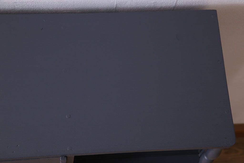 レトロ家具　昭和レトロ　クリアガラスとダイヤガラスのお洒落なアンティークペイント本箱(ブックケース)