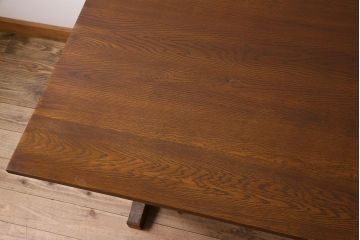 ヴィンテージ家具　和製アンティーク　ナラ材製　味わい深いビンテージの大きなダイニングテーブル(作業台)(1)
