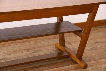 ヴィンテージ家具　和製アンティーク　ナラ材製　味わい深いビンテージの大きなダイニングテーブル(作業台)(1)