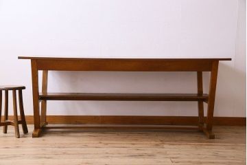 ヴィンテージ家具　和製アンティーク　ナラ材製　味わい深いビンテージの大きなダイニングテーブル(作業台)(1)