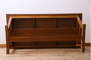 ヴィンテージ家具　和製アンティーク　ナラ材製　味わい深いビンテージの大きなダイニングテーブル(作業台)(1)