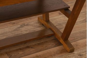 ヴィンテージ家具　和製アンティーク　ナラ材製　味わい深いビンテージの大きなダイニングテーブル(作業台)(2)