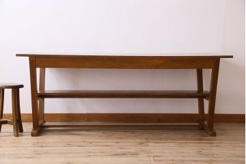ヴィンテージ家具　和製アンティーク　ナラ材製　味わい深いビンテージの大きなダイニングテーブル(作業台)(2)