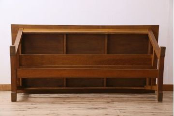 ヴィンテージ家具　和製アンティーク　ナラ材製　味わい深いビンテージの大きなダイニングテーブル(作業台)(2)