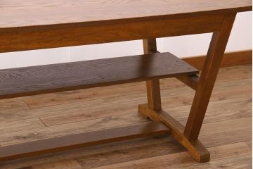 ヴィンテージ家具　和製アンティーク　ナラ材製　味わい深いビンテージの大きなダイニングテーブル(作業台)(2)