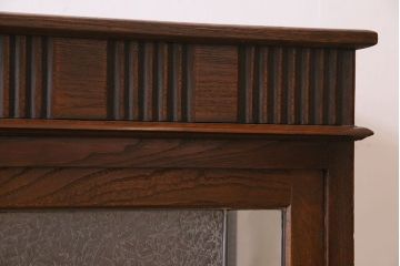 アンティーク家具　ラフジュ工房オリジナルステンドグラス　大正ロマン　栗材製　結霜ガラス!ステンドグラスと当時物の色ガラスが美しい和製アンティークのガラスケース(ショーケース)