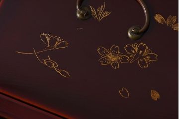アンティーク雑貨　漆器 沈金 ミニ重箱(外箱・蓋付き)
