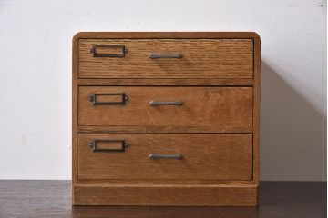 アンティーク家具　ネームプレート付き!ナラ材製の小さなアンティーク小引き出し