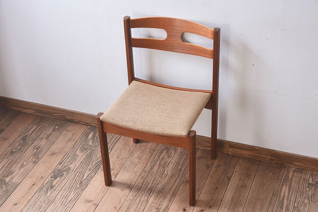 北欧家具　フィンランドASKO製　チーク材　ダイニングチェア(クッション座面チェア)(3)