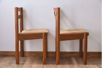 北欧家具　フィンランドASKO製 チーク材のナチュラルなダイニングチェア2脚セット(クッション座面チェア)