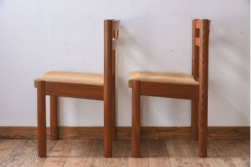 北欧家具　フィンランドASKO製 チーク材のナチュラルなダイニングチェア2脚セット(クッション座面チェア)