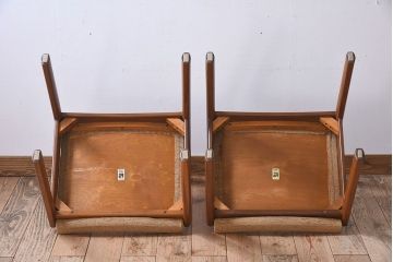 北欧家具　フィンランドASKO製 チーク材のナチュラルなダイニングチェア2脚セット(クッション座面チェア)