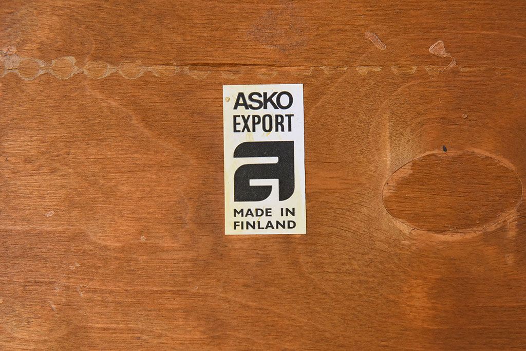 北欧家具　フィンランドASKO製 チーク材のナチュラルなダイニングチェア2脚セット(クッション座面チェア)