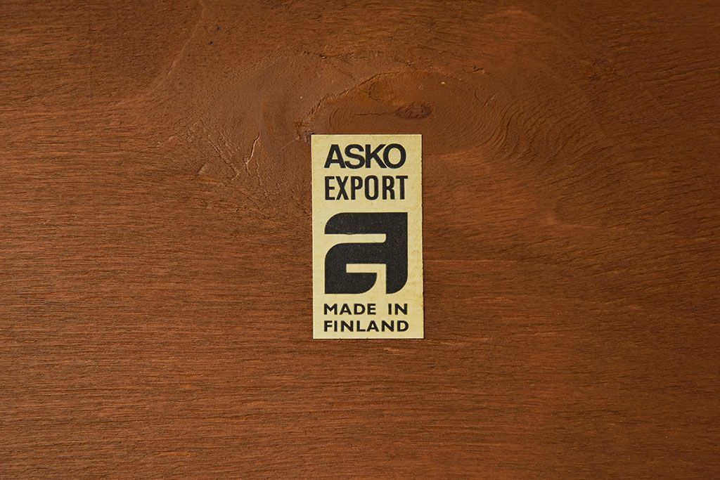 北欧家具　フィンランドASKO製 チーク材のナチュラルなダイニングチェア2脚セット(クッション座面チェア)