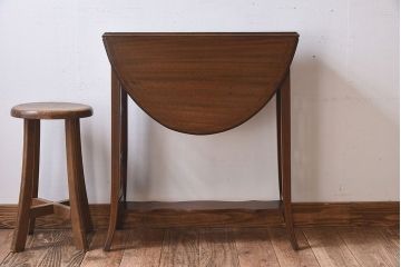 アンティーク家具　象嵌入り!ウォールナット材製　和製アンティークのバタフライテーブル(サイドテーブル)