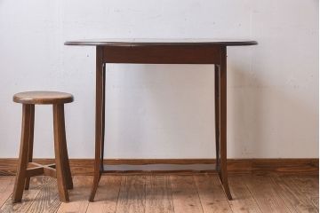 アンティーク家具　象嵌入り!ウォールナット材製　和製アンティークのバタフライテーブル(サイドテーブル)