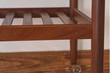 アンティーク雑貨　北欧家具　ビンテージ　チーク材　キャスター付きトロリー(キッチンワゴン)