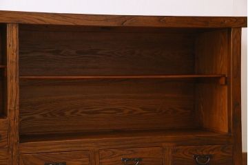 中古　民芸家具　楡材　総無垢　重厚な佇まいが趣ある六尺水屋箪笥サイドボード