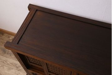 中古　民芸家具　楡材　総無垢　重厚な佇まいが趣ある六尺水屋箪笥サイドボード