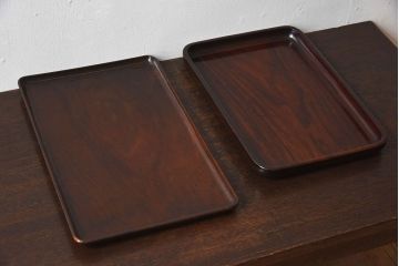 アンティーク雑貨　アンティーク　古いお盆2枚セット(唐木・栗)