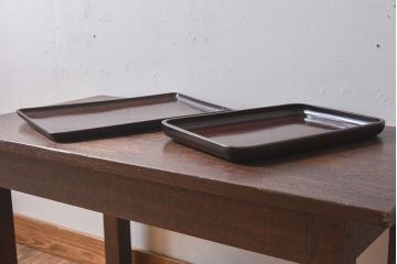アンティーク雑貨　アンティーク　古いお盆2枚セット(唐木・栗)