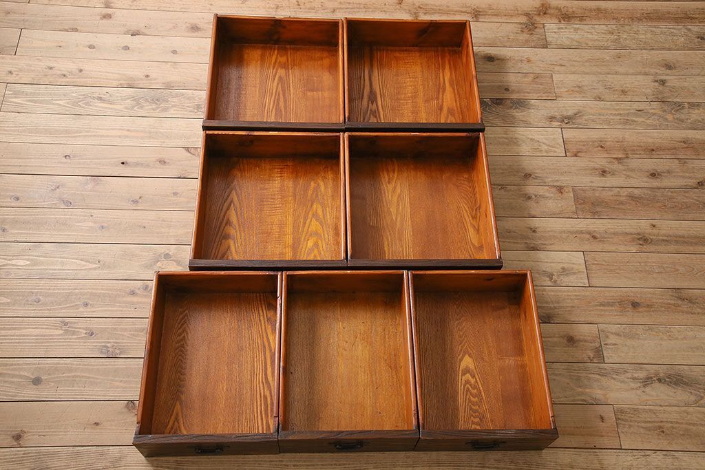 中古　民芸家具　楡材総無垢　重厚な佇まいが趣ある六尺水屋箪笥サイドボード(2)