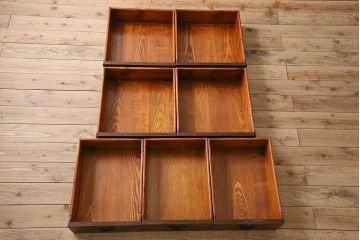 中古　民芸家具　楡材総無垢　重厚な佇まいが趣ある六尺水屋箪笥サイドボード(2)