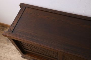 中古　民芸家具　楡材総無垢　重厚な佇まいが趣ある六尺水屋箪笥サイドボード(2)