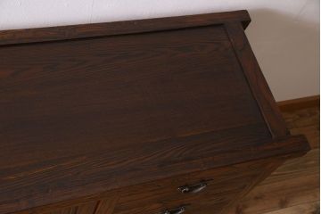 中古　民芸家具　楡材総無垢　重厚な佇まいが趣ある六尺水屋箪笥サイドボード(2)